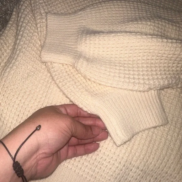 Byegreis Cream Open Neck Knit Sweater - Picture 4 of 7